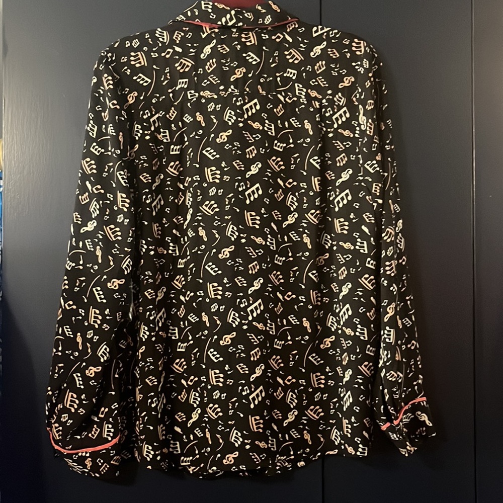 ModCloth Music Note Print Blouse with Removable Neck Tie NWOT XL - Picture 5 of 7